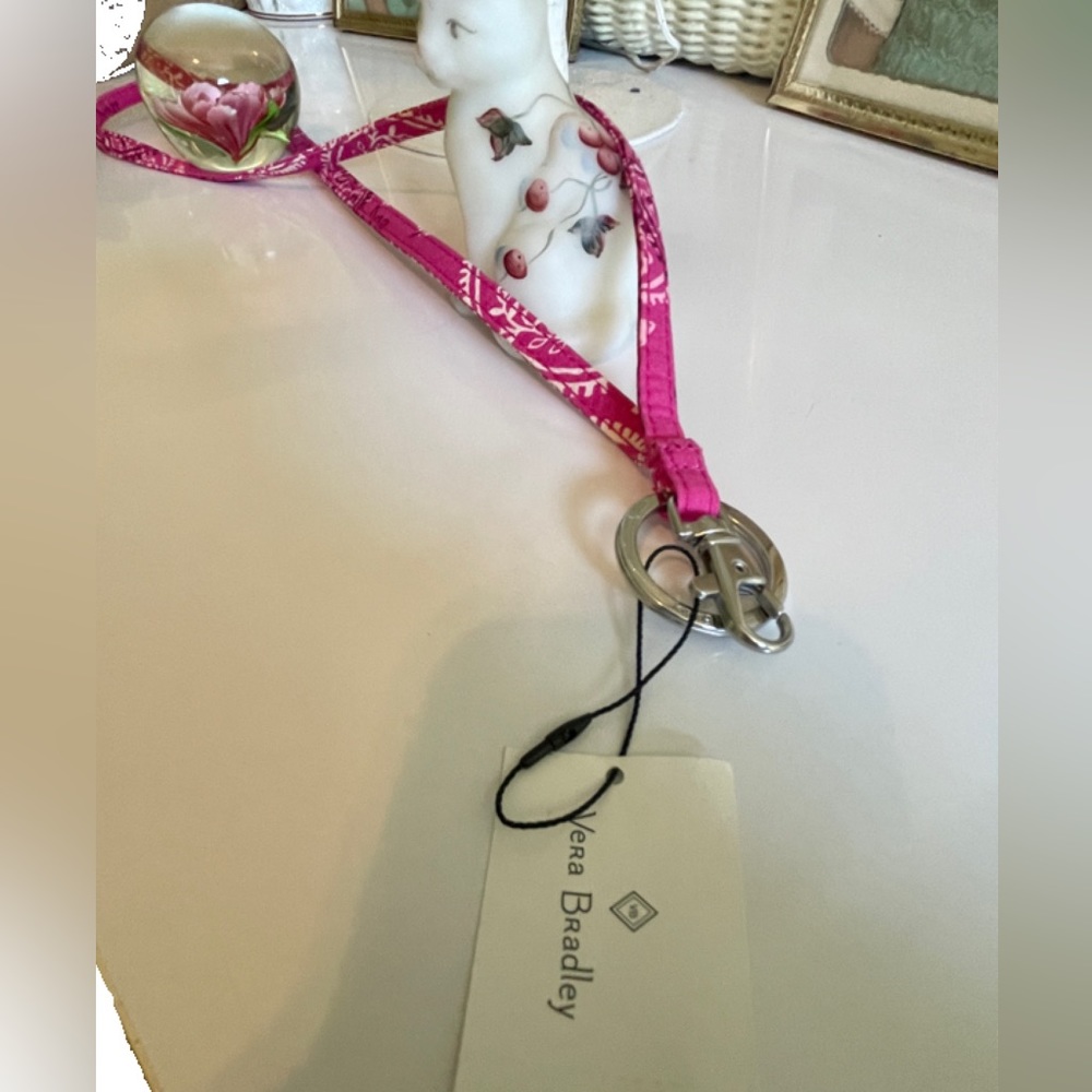 Vera Bradley Pink Stamped Paisley Lanyard. Never Used. Perfect Condition.